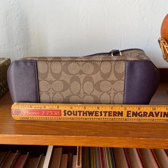 Coach Tan and Purple Signature Tote - Picture 5 of 5
